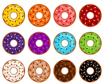 70% OFF Colorful Sprinkle Donut Cliparts, Colorful Sprinkle Donut Clipart Graphics, Personal & Small Commercial Use, Instant Download