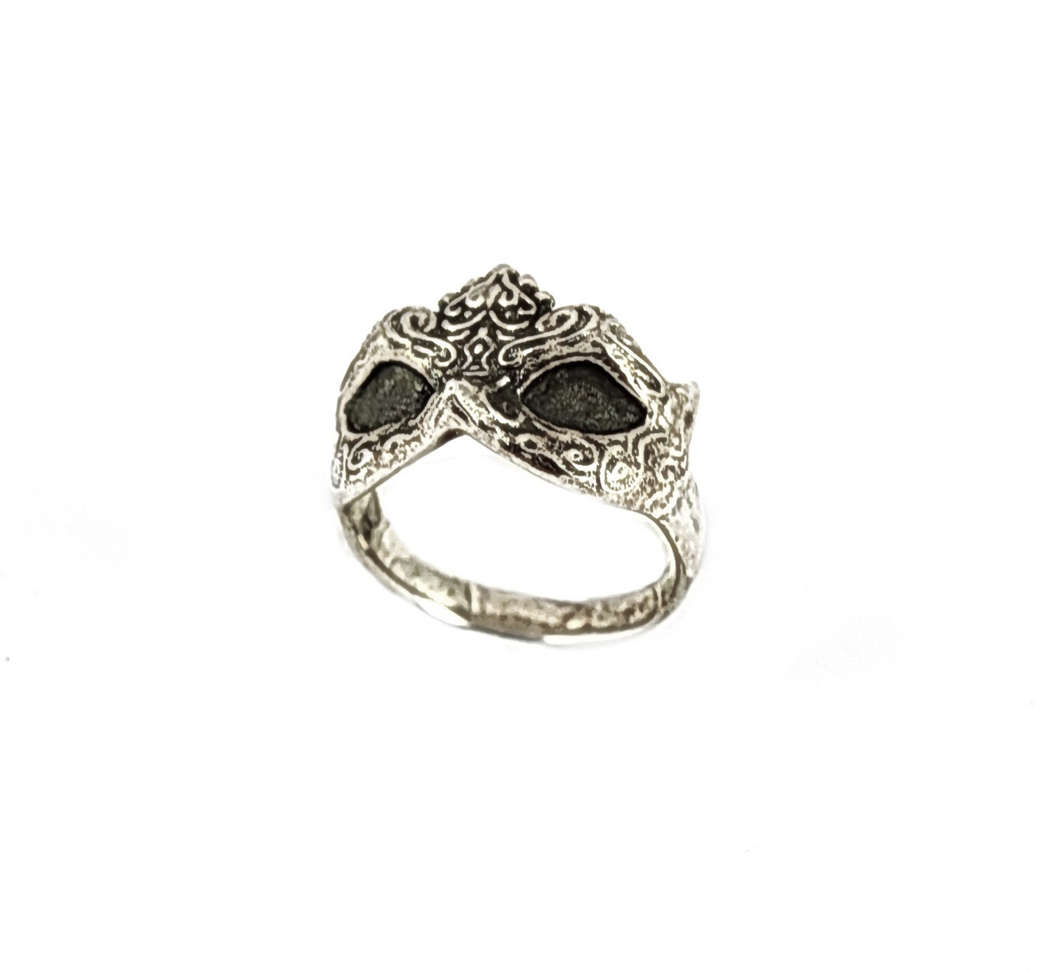 Masquerade Mask ring Polished Silver mask ring ring size Etsy Nederland