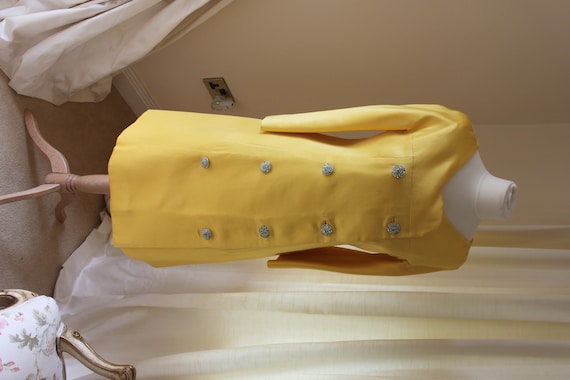 Vogue Couture, mustard, double breasted coat dress