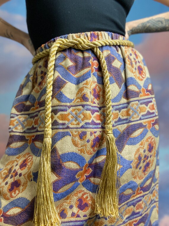 1960s Maxi Skirt Tapestry Skirt Barcode Skirt Met… - image 5