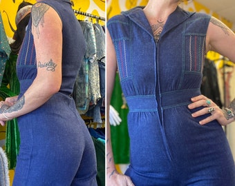 Vintage 1970's Medium Weight Jean/Denim Cotton Jumpsuit