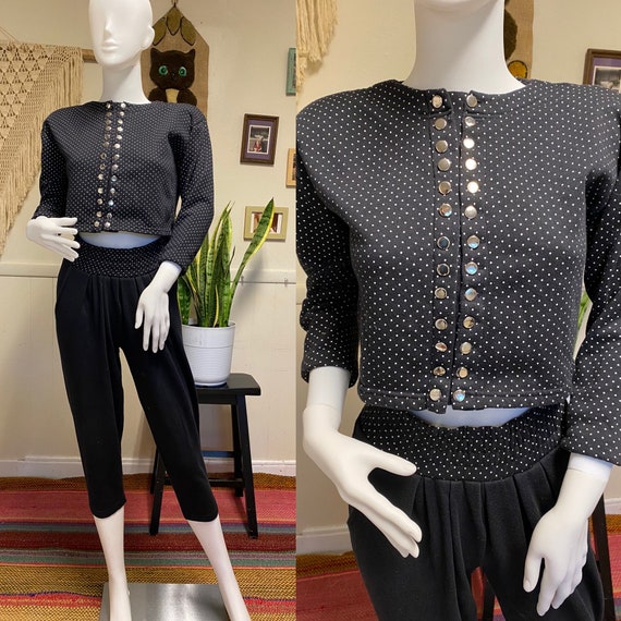 1980s Sweatsuit 1990s 1980s Polka Dot Capri Pants
