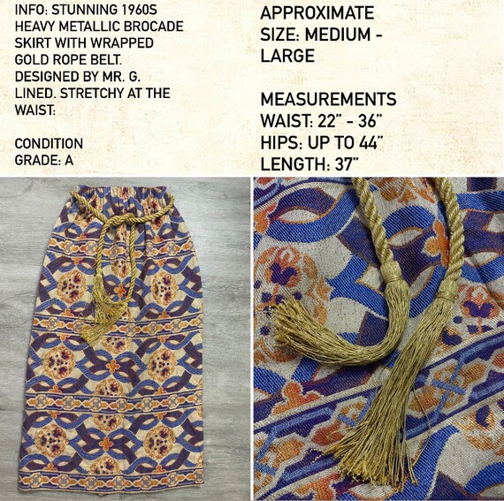 1960s Maxi Skirt Tapestry Skirt Barcode Skirt Met… - image 10