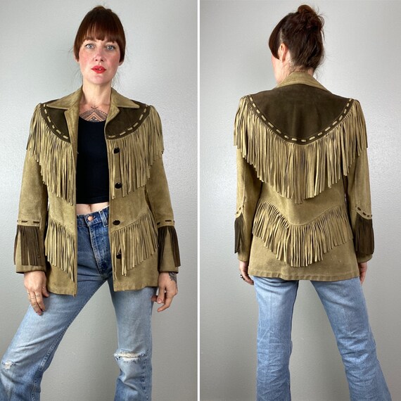 1970s Fringe Jacket Retro Suede Fringe Jacket Pioneer… - Gem