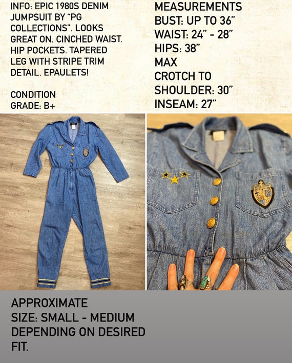 Vintage Denim Jumpsuit Denim Overalls Jean Romper… - image 10
