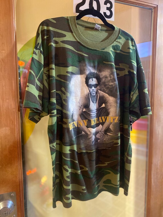 Lenny Kravitz ￼WORLD TOUR 1998 Tシャツ 1998 Lenny Kravitz World Tour Single Stitch Camo Tee - Etsy