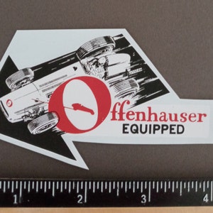 Oftenhauser equipped Indy car vintage style racing decal sticker