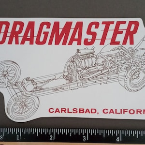 Dragmaster Racing Dragster Large vintage style decal ... Isky ...Rat Rod ... Drag Racing ... Tool box decal ... Dad Gift ... Mechanic Gift .