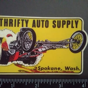 Thrifty Auto vintage style racing decal sticker - tool box sticker - car lover gift - mechanic gift - travel sticker - car guy - racing gift
