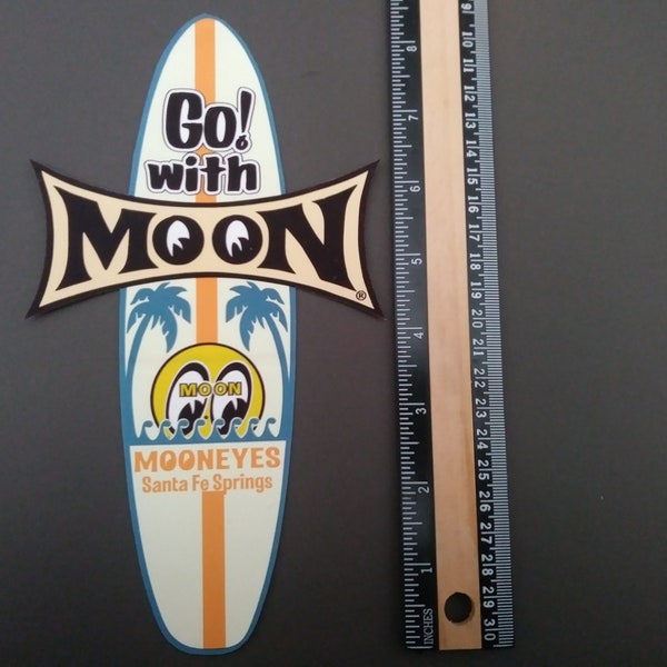 Mooneyes surfboard vintage  style racing decal sticker - tool box sticker - car lover gift - mechanic gift - travel sticker - car guy gift