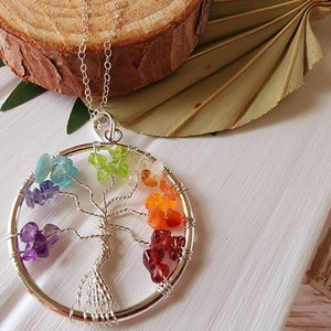 Tree of Life Chakra Necklace, Tree of Life Chakra Pendant, 7 Chakra ...
