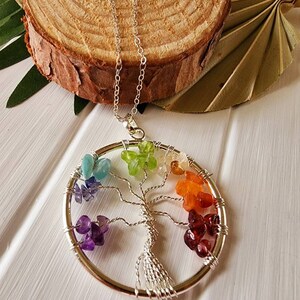 Tree of Life Chakra Necklace, Tree of Life Chakra Pendant, 7 Chakra ...