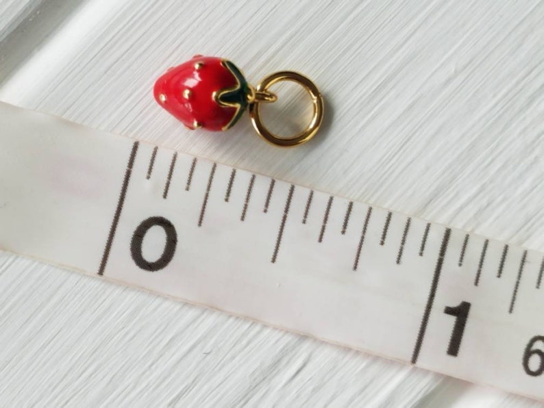 Red Strawberry Necklace Gold Strawberry Necklace Gold Fruit Etsy