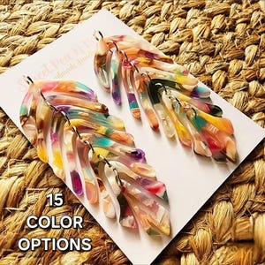 Pendientes colgantes de hoja de carey, acero inoxidable, acrílico ligero, joyería llamativa.