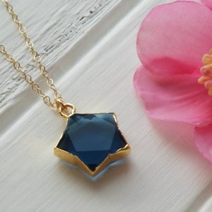 Iolite star necklace, Gold iolite necklace, Blue star pendant, Iolite gemstone necklace, Gemstone star necklace, Iolite jewelry, Iolite gift
