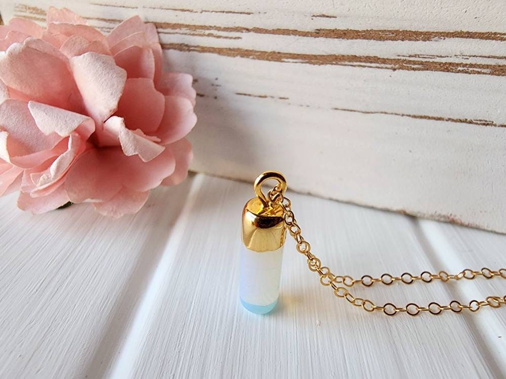Collana Con Ciondolo A Stella In Opale Bianco - Catena In Argento Sterling - Gioiello Nuovo