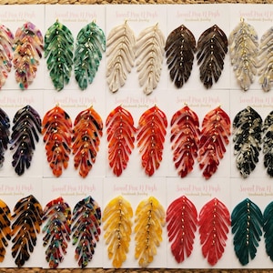 Pendientes colgantes de hoja de carey, acero inoxidable, acrílico ligero, joyería llamativa.