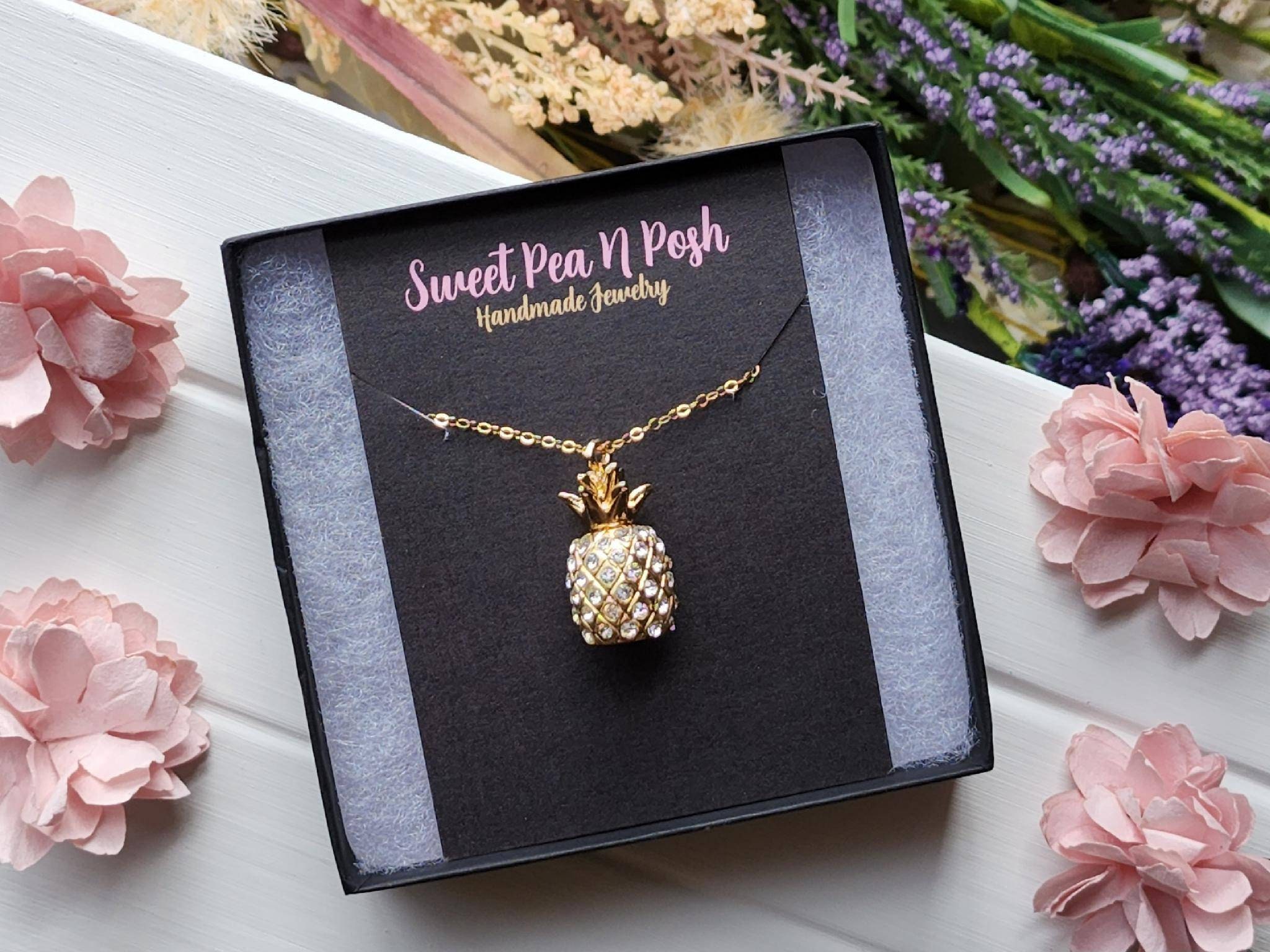 Gold Pineapple Necklace, Pineapple Pendant, Pineapple