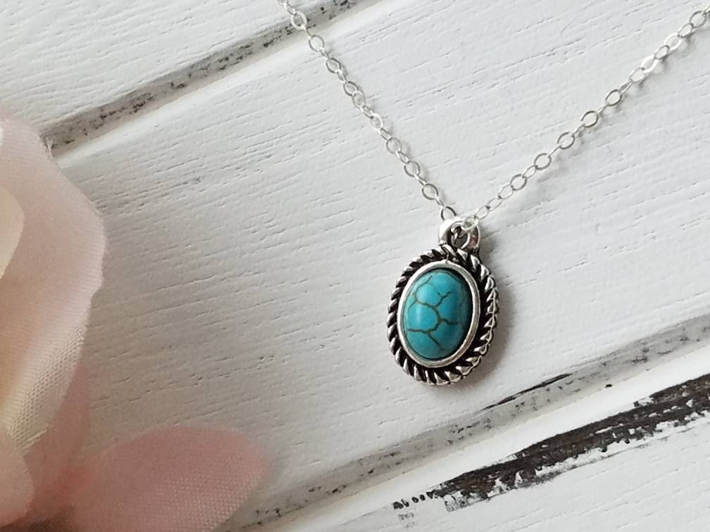 Small turquoise necklace Small turquoise pendant Turquoise Etsy