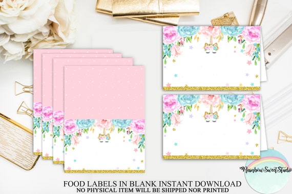 unicorn food labels unicorn food tent blank label unicorn