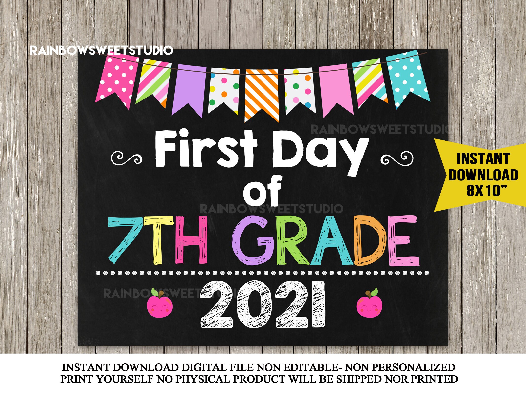 First Day of 7TH Grade Sign First Day of School Sign Back to | Etsy