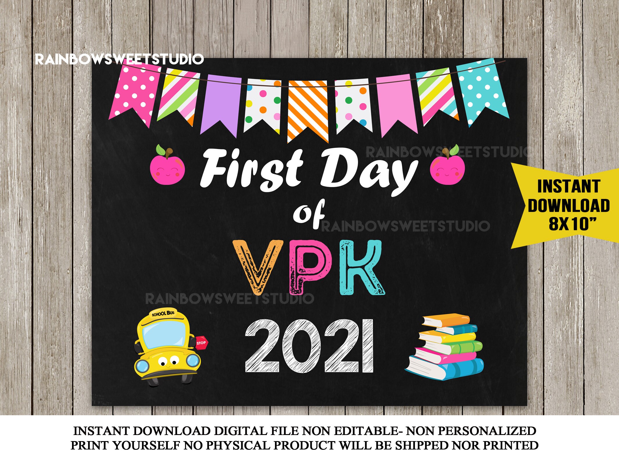 First Day of Vpk Sign First Day of School Sign First Day of Etsy