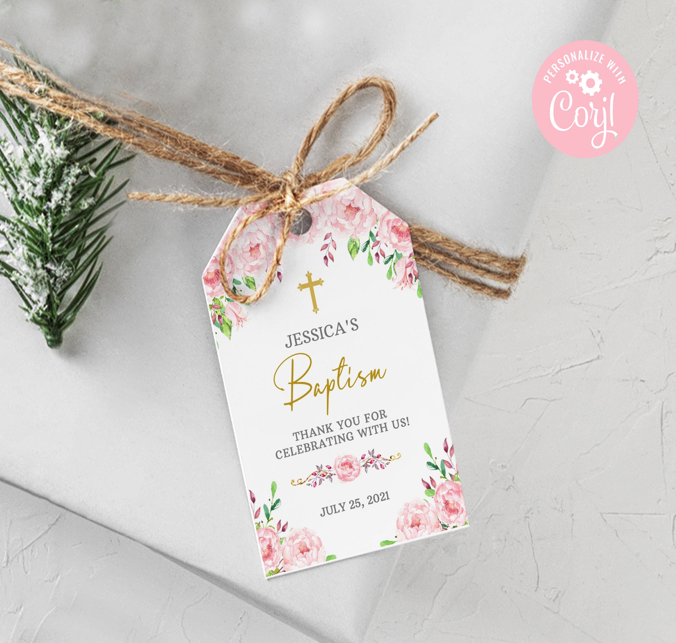 EDITABLE Floral Baptism Tag Baptism Thank You Tag Printable Etsy Ireland EDITABLE Floral Baptism Tag Baptism Thank You Tag Printable Etsy Ireland