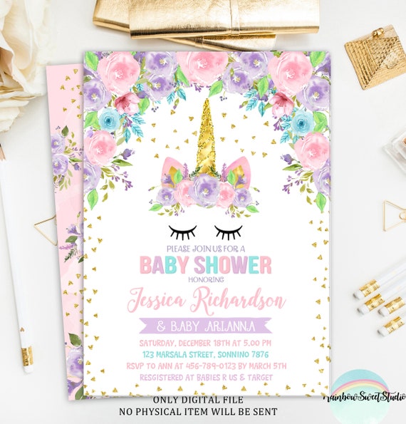 unicorn baby shower invitation wording