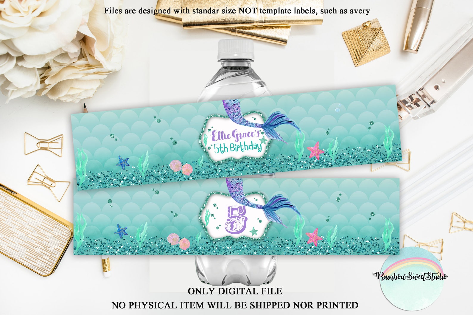 Mermaid Bottle Labels Mermaid Labels Printable Mermaid Under | Etsy