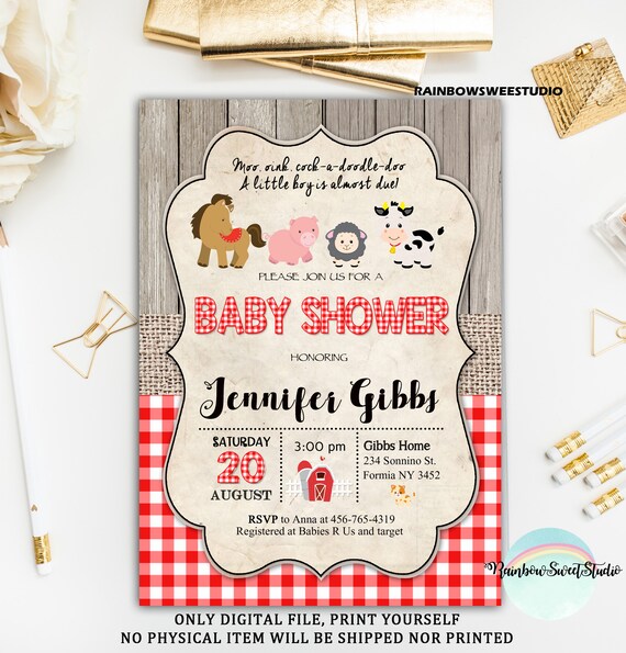baby shower rustic invitations