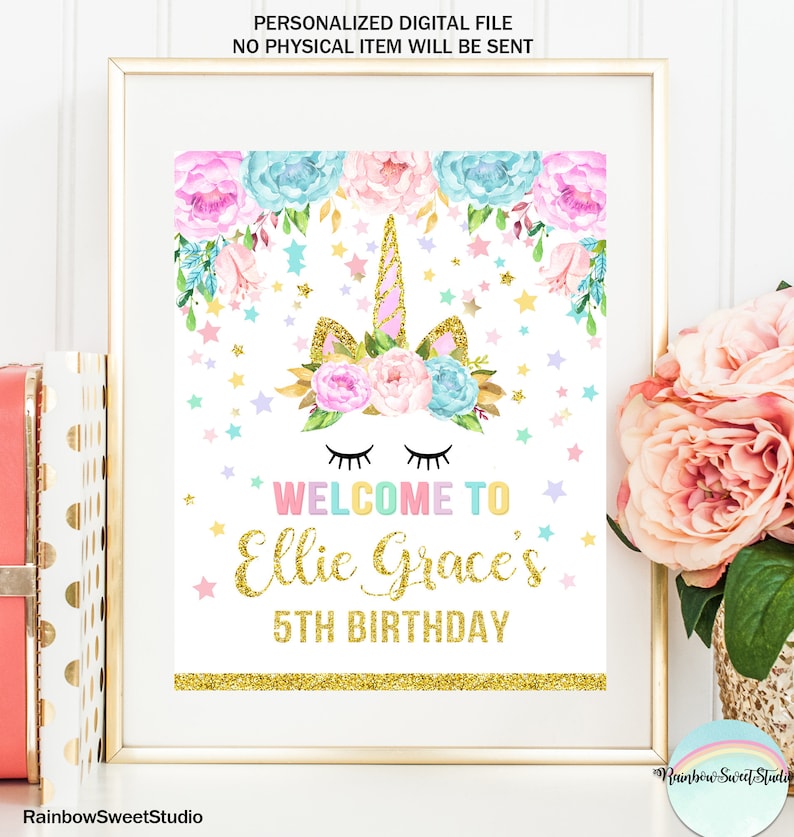 Unicorn Welcome Sign Unicorn Birthday Party Magical Unicorn image 0