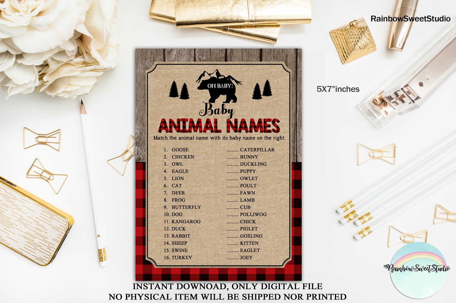 Lumberjack Baby Animal Names Game Lumberjack Baby Shower Etsy