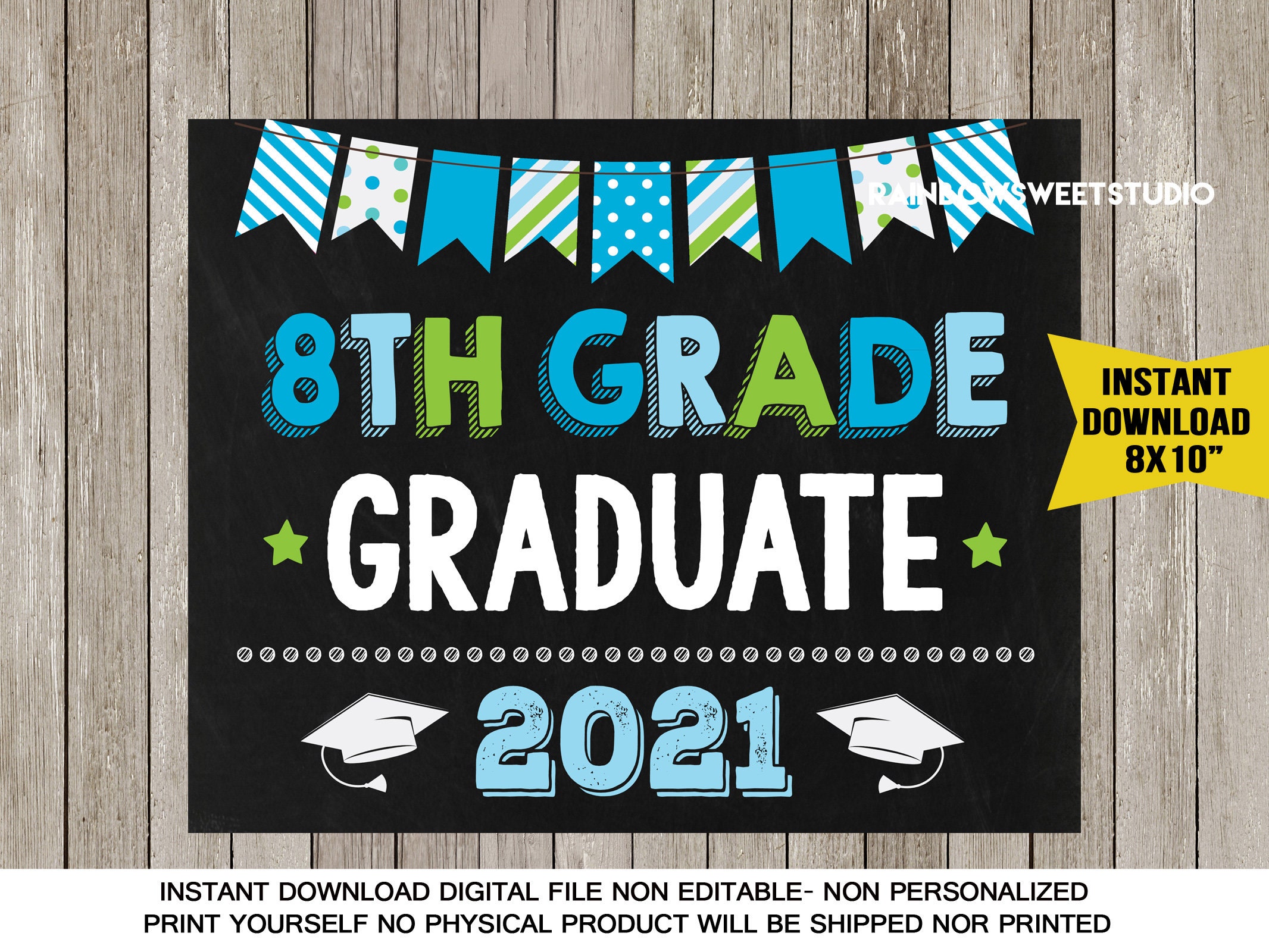 8th grade graduation sign 8th graduate class of 2021 school etsy