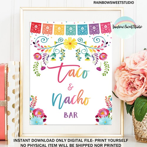 Editable Taco Bar Menu Sign Fiesta Party Menu Mexican Party - Etsy
