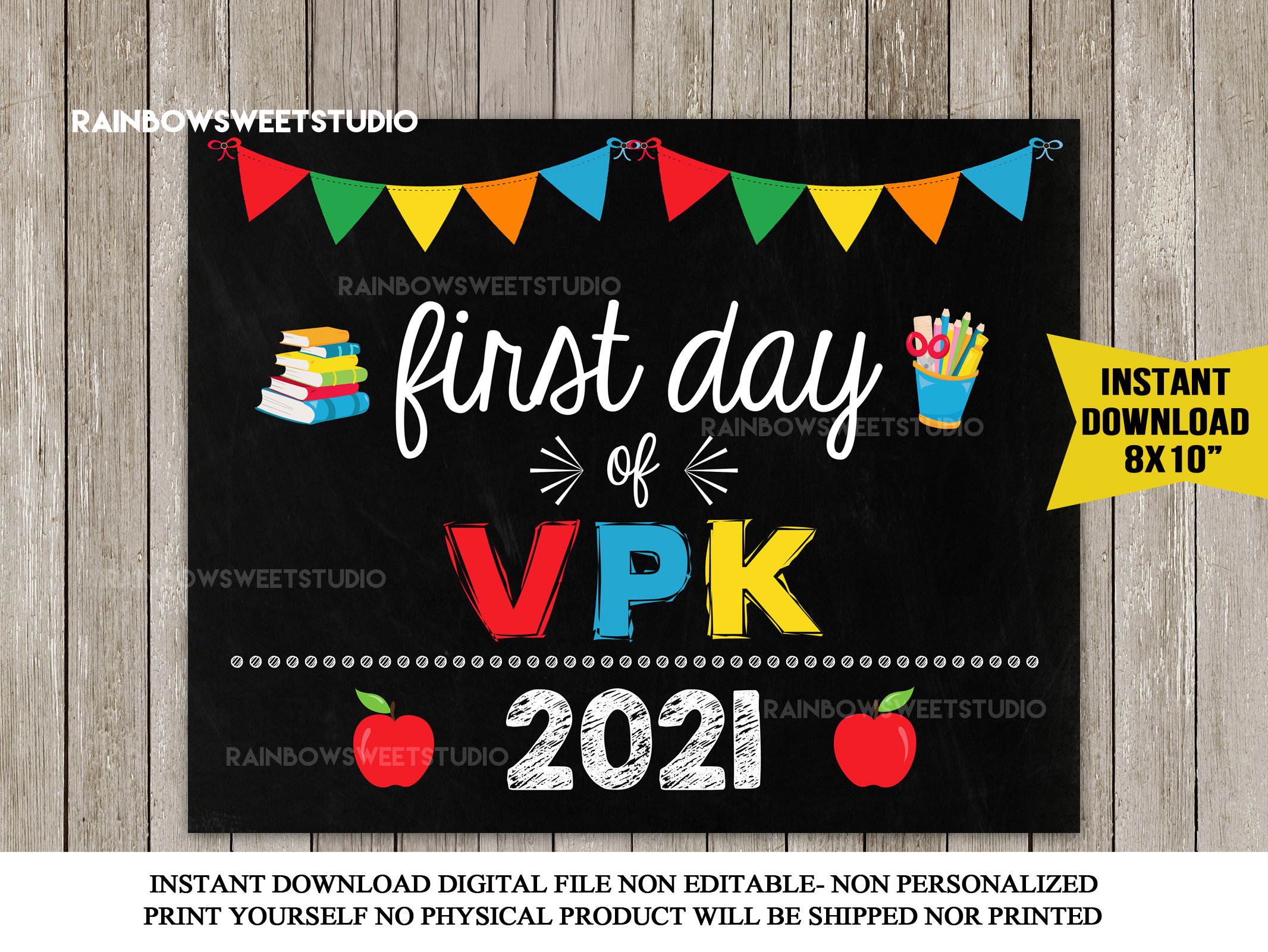 First Day of VPK Sign First Day of School Sign Photo Prop Etsy