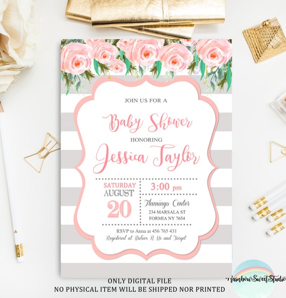 gray baby shower invitations