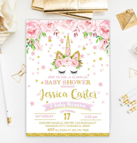 unicorn baby shower invitation wording