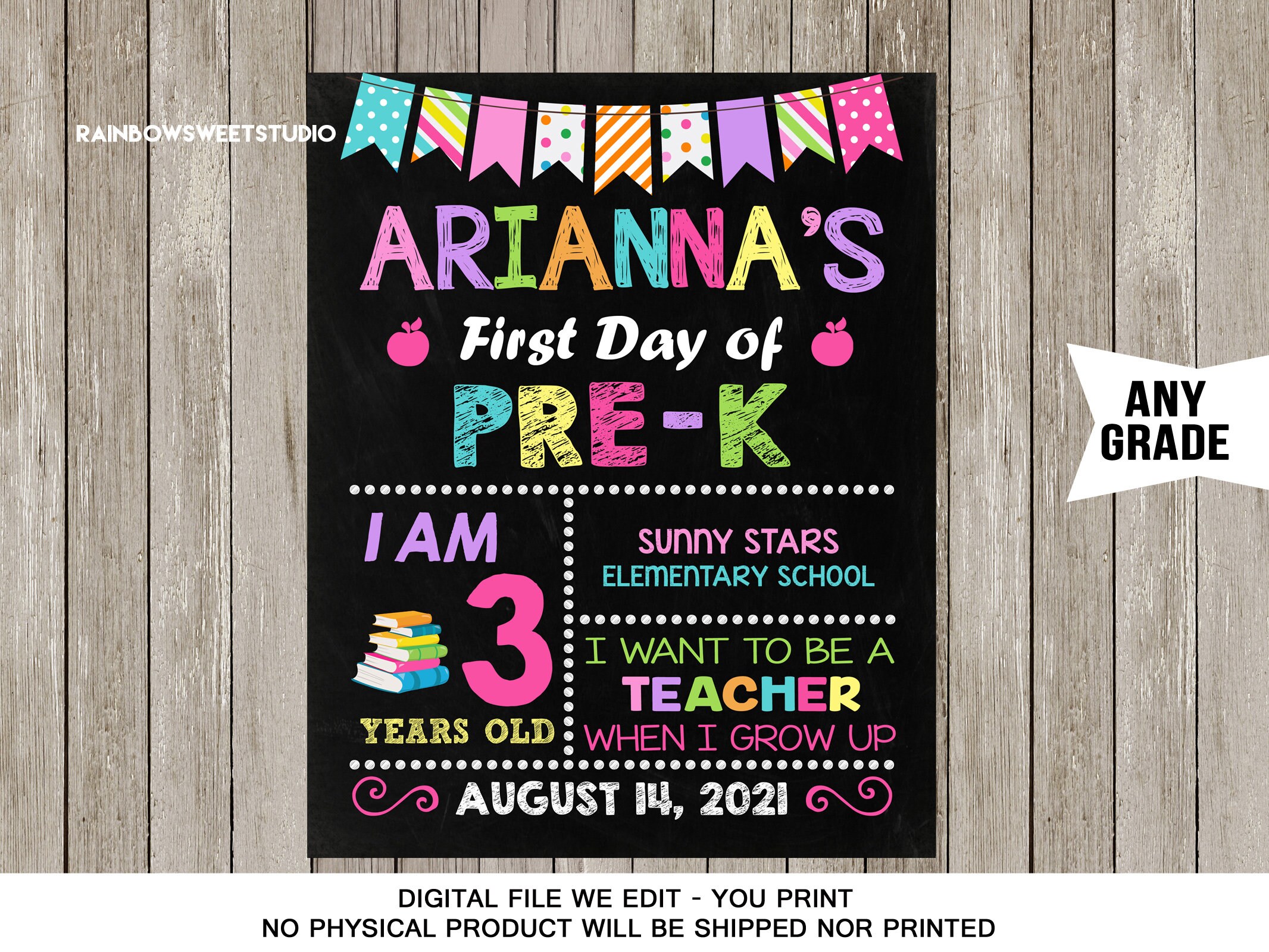 First Day of 3RD Grade Sign First Day of School Sign Printable | Etsy