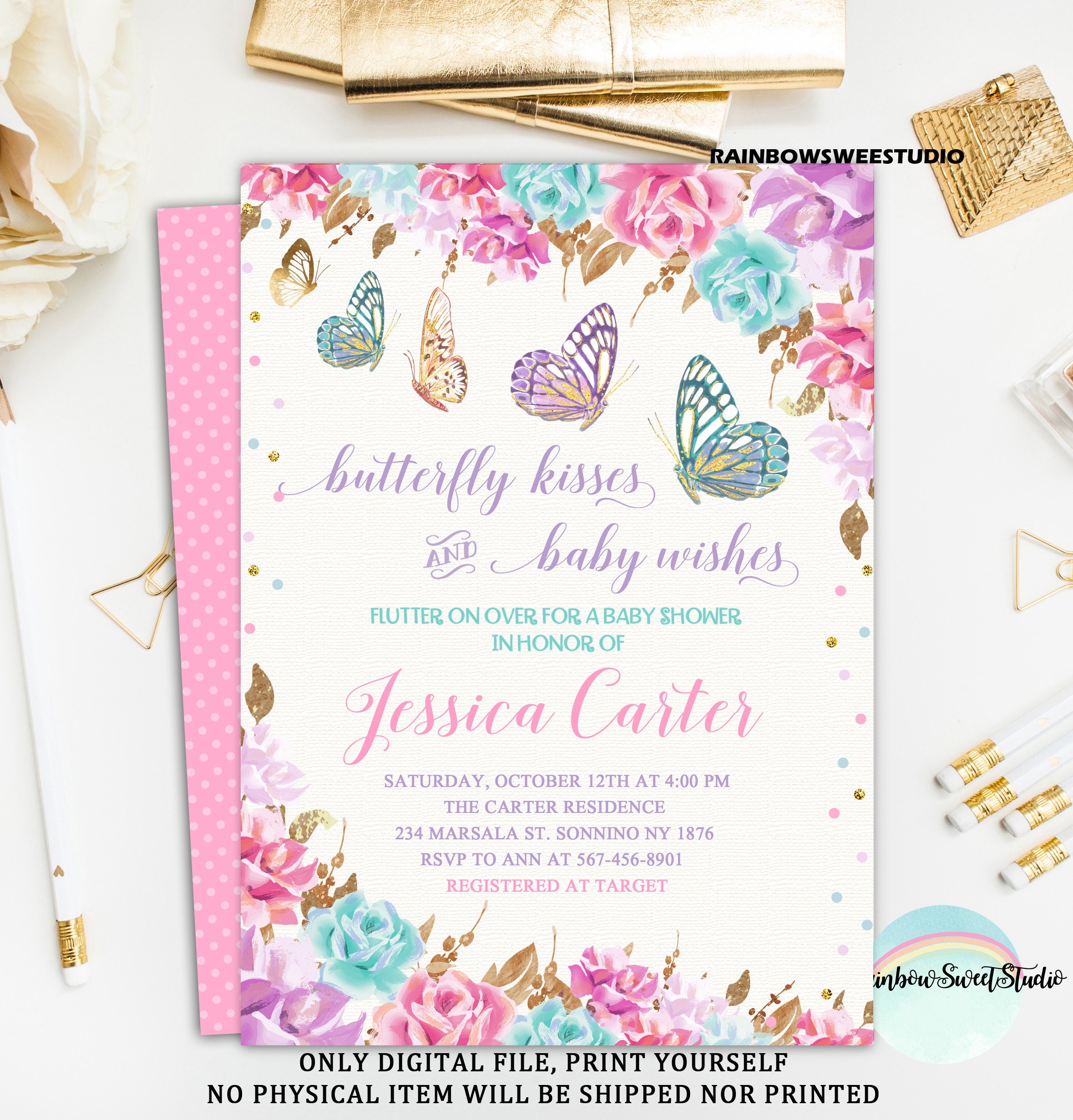Butterfly Baby Shower Invitation Enchanted Baby Shower Etsy