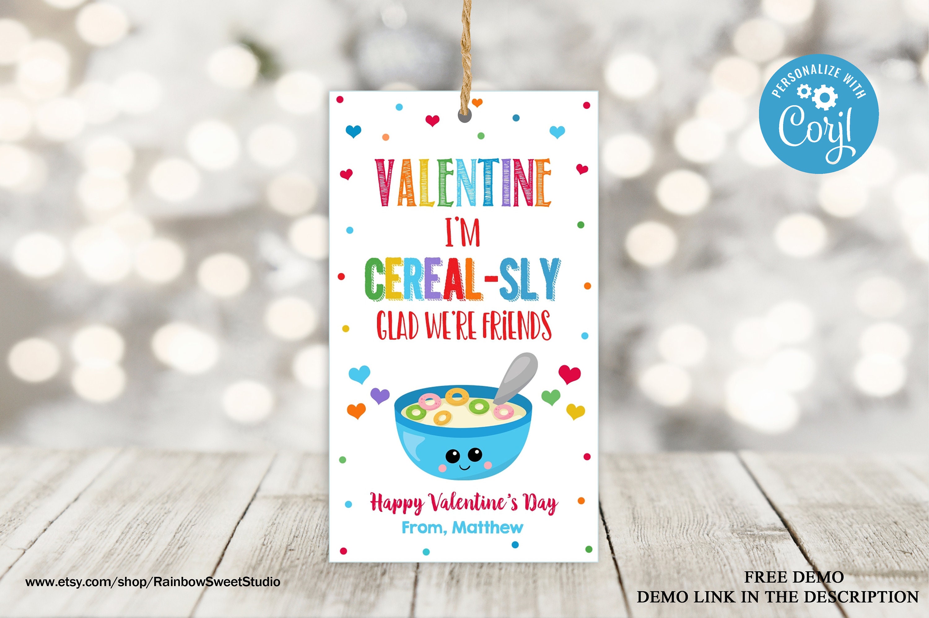 Home Décor Prints EDITABLE Cereal Valentine's Day Tag Valentine Day Tag I'm  Cereal-Sly Glad We're Friends Valentine's Tags Classroom Exchange INSTANT  DOWNLOAD mindtek.it