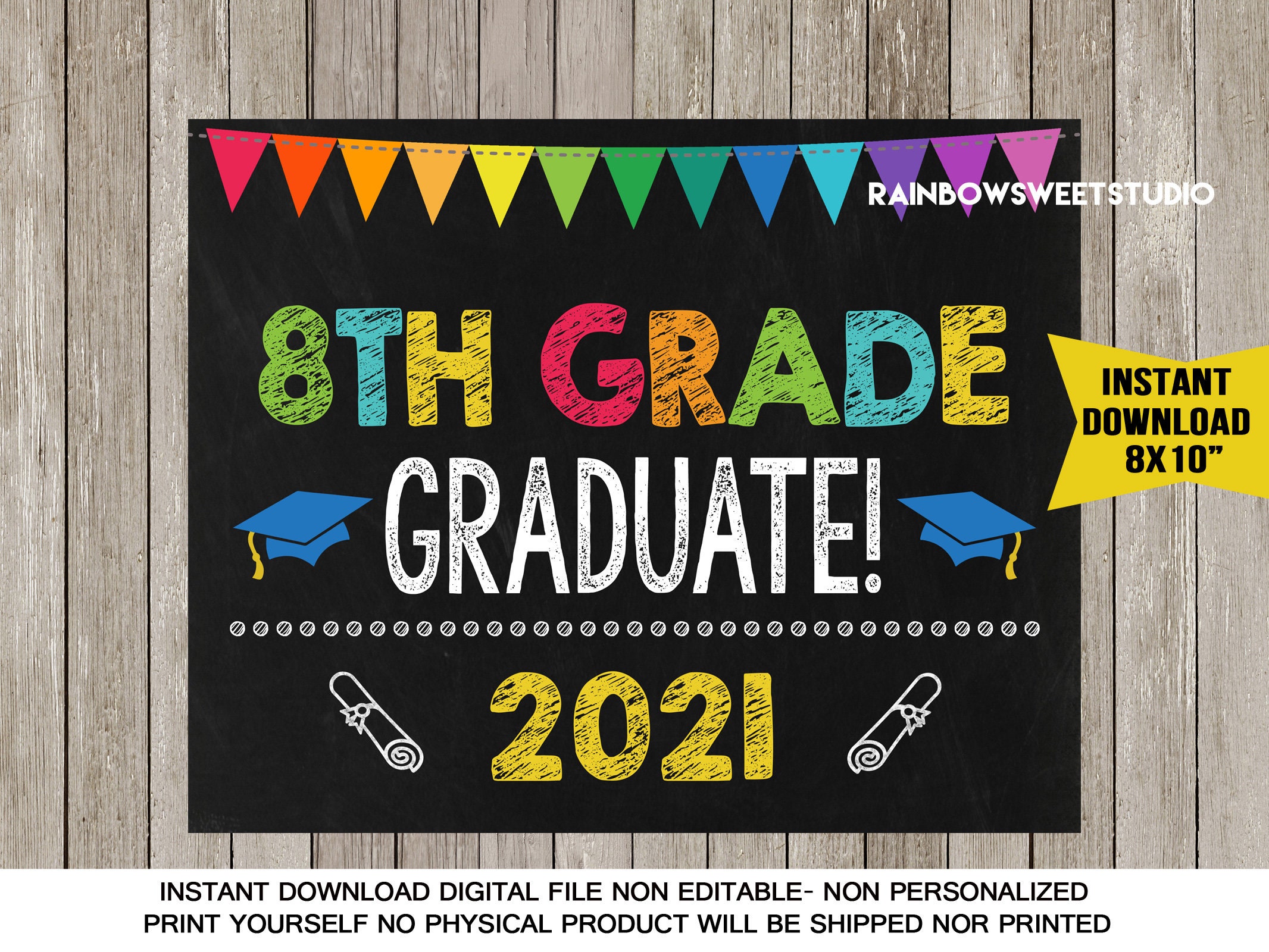 8th grade graduation sign 8th grade graduate class of 2021 etsy