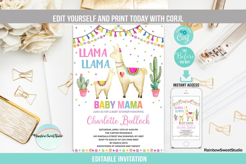 Llama Baby Shower Invitation Editable Invitation Llama Llama Etsy Llama Baby Shower Invitation Editable Invitation Llama Llama Etsy