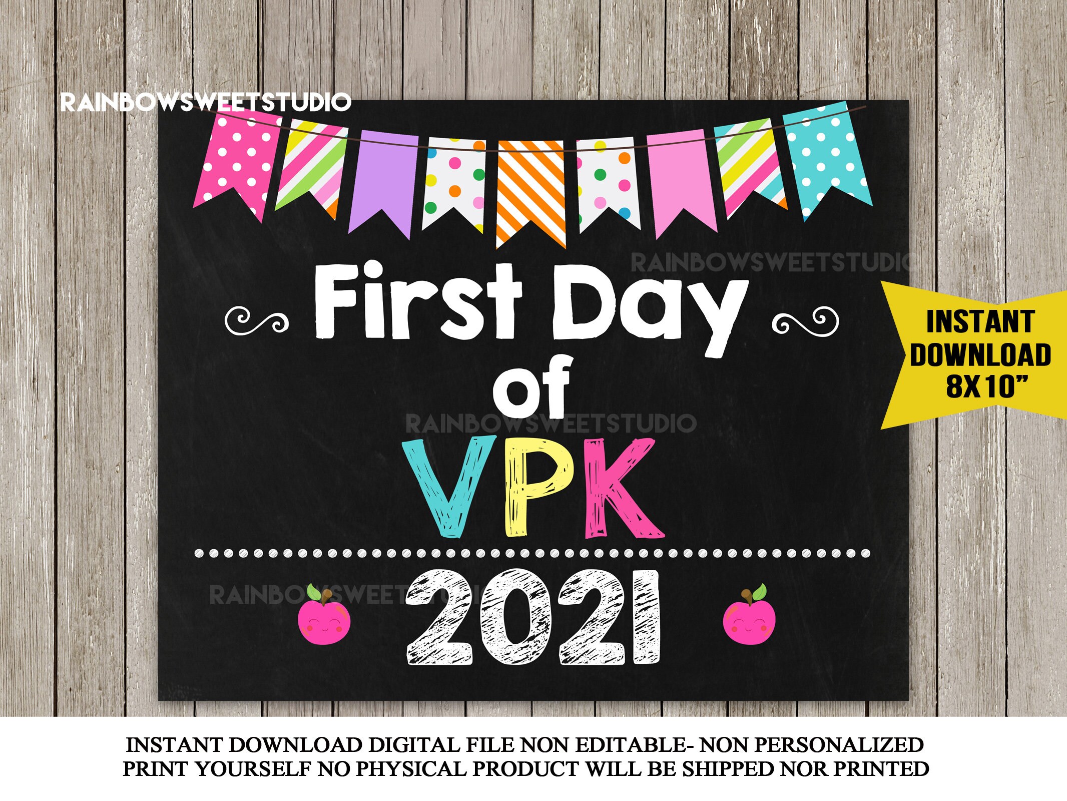 First Day of Vpk Sign First Day of School Sign First Day of Etsy