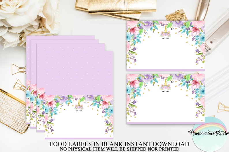 unicorn food labels unicorn food tent blank labelunicorn etsy