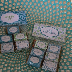 Eid Treat Bag Toppers - 4" {Suez Collection - Misty Blues & Green} Printable File