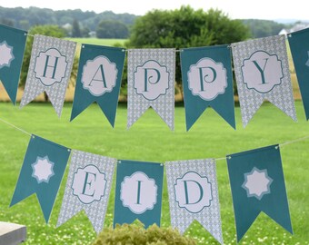 Eid Banners {Suez Collection - Misty Blues & Green} Printable File