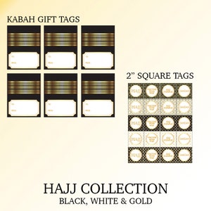 Kabah Gift Tags and Square Tags Hajj Collection Black, White & Gold Printable File image 5