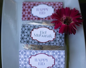Eid Treat Bag Toppers - 4" {Luxor Collection - Red & Greige} Printable File