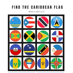 Find the Caribbean Flags Kids Worksheet