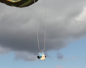 Colar com pingente de esmalte da Minnie em tom prateado e corrente de cobra da Deadstock.